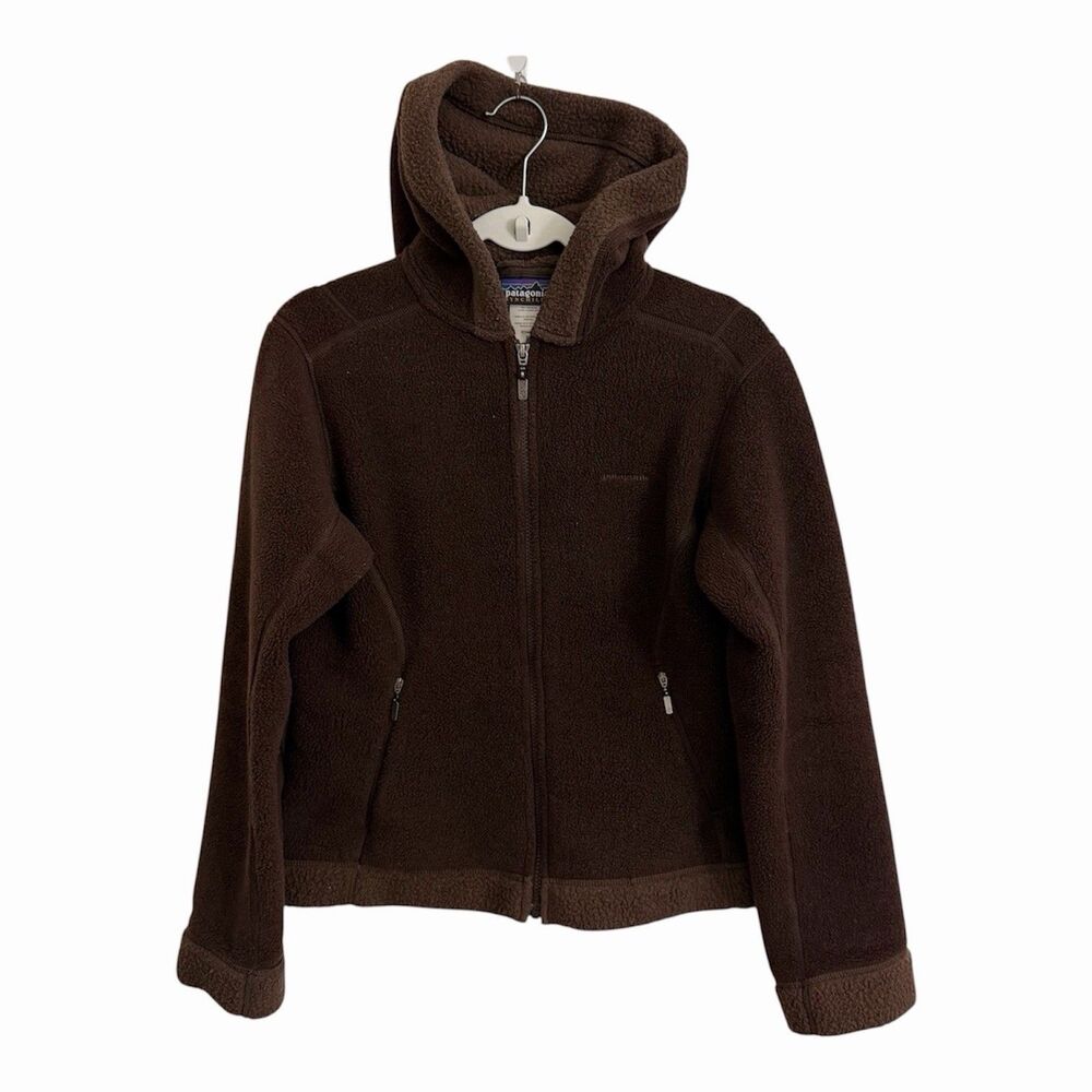 Patagonia Synchilla Arctic Jacket Womens Medium Brown Fleece Hooded Vintage